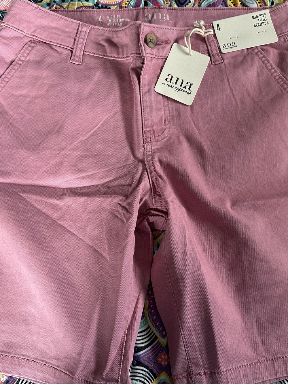 a.n.a Pink Mid-Rise Bermuda Shorts